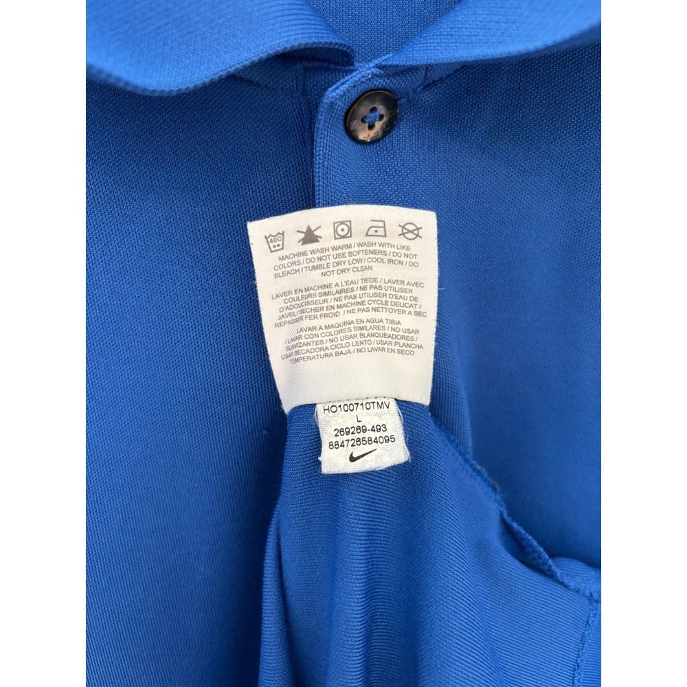 Nike Golf Dri-Fit Blue Polo Shirt Short Sleeve Mens L Lightweight Breathable Col - Picture 6 of 7
